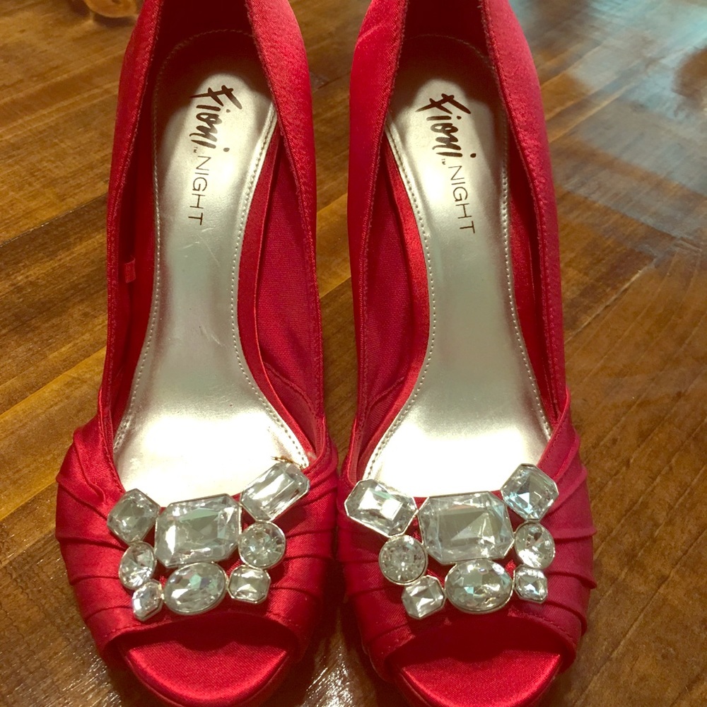 Red Satin Stilettos